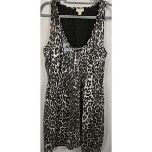 Sequin Animal Print Gray Silver RODARTE DRESS Low Sexy Scoop Neck Shimmer Flowy